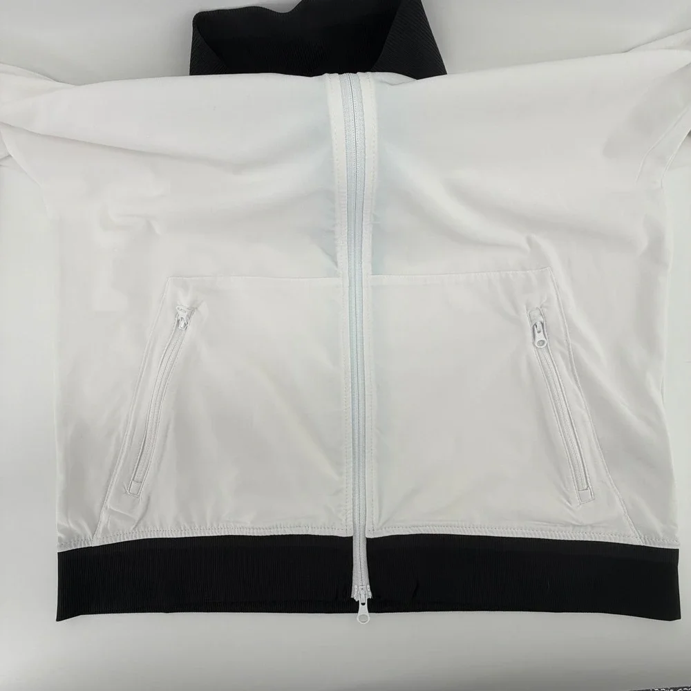 FootJoy FJ Mens White Golf Track Jacket Full Zip Logo Athletic Sportswear Size S